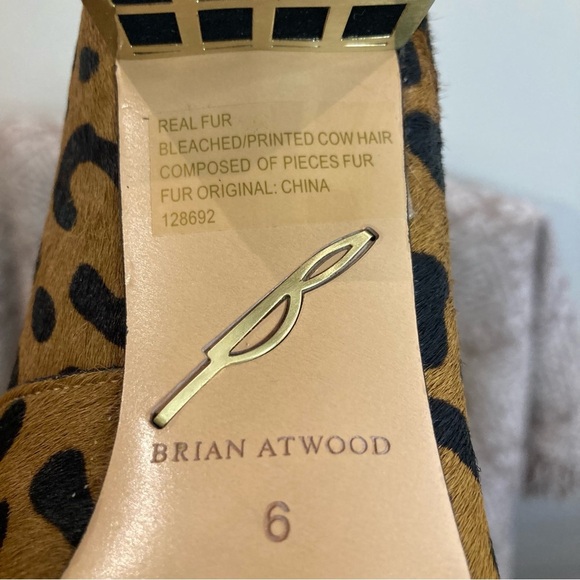 BRIAN ATWOOD Sz 6 Animal Print Pointy Toe Pony Hair Cage Chunky Heel Pumps Shoes - Picture 6 of 10